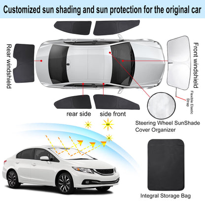 Window Shades for Honda Civic 2012 2013 2014 2015 6PCS Accessories Car Side Full Windows Windshield Sun Shade Sun UV Rays & Privacy Protection for Camping