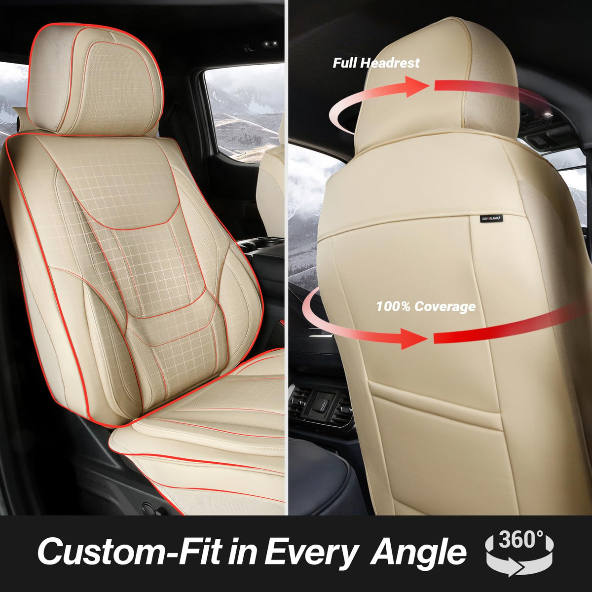 Premium Custom Fit Truck Car Seat Covers Full Set Seat Waterproof (X60 (See Vehicle Size Chart) / Full Set - Beige)