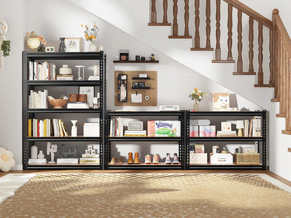 Storage Shelves With Thickened MDF Wood for House Pantry Organizer (R2-33.9"Wx15.4"Dx65.8"H,Black)