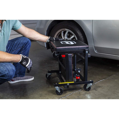 2-in-1 Rolling Creeper Seat Converts from High to Low Roller Seat, Fast, Tool-Free Conversion, Garage, Shop, Brake Jobs, Washing, Detailing, Maintenance, Thick Pad, 3-in. Casters - 240298