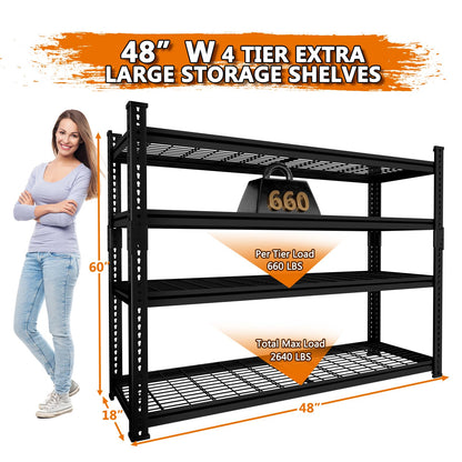 Storage Shelves Heavy Duty 3 PCS (4 Tier 48"W x 18"D x 60"H)