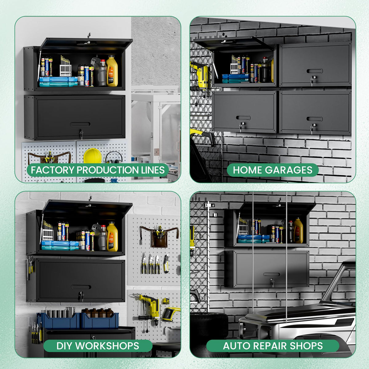 Metal Wall Cabinet (Black / Upflip Door)