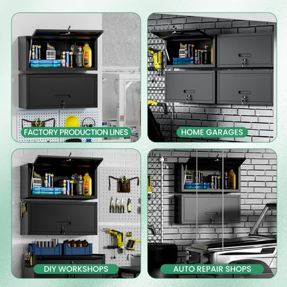 Metal Wall Cabinet (Black / Upflip Door)