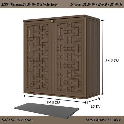 Storage Box Outdoor Caninet (Brown-60Gal)