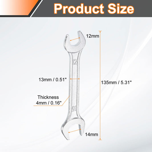 5pcs 12x15mm Double Open End Wrench 15° Offset Angle Wrenches (12mm x 15mm)