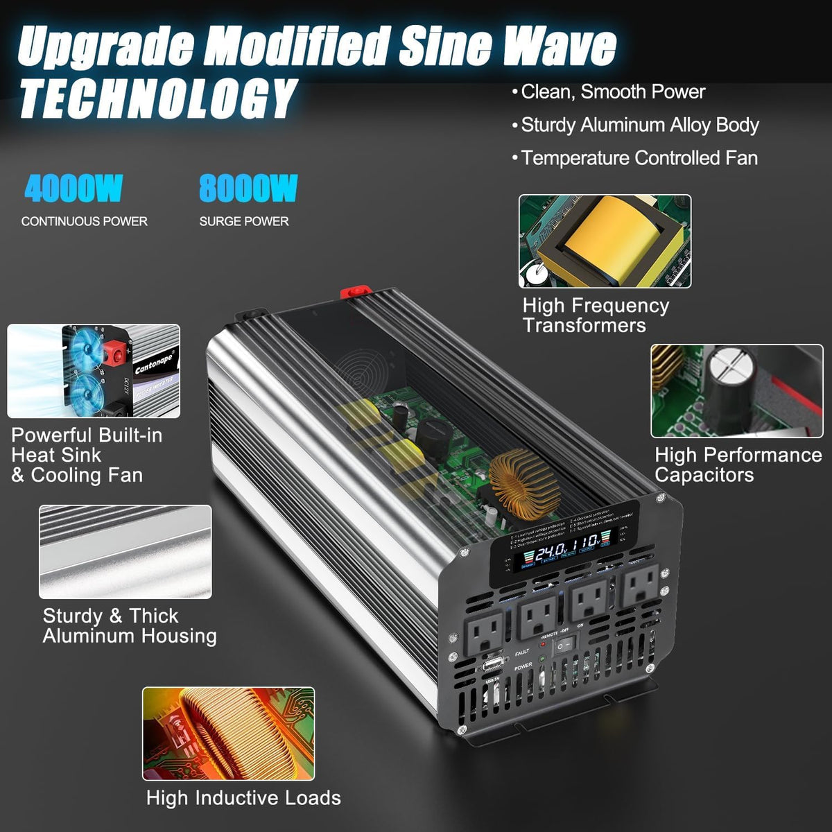 4000 Watt Power Inverter 24V DC to 110V