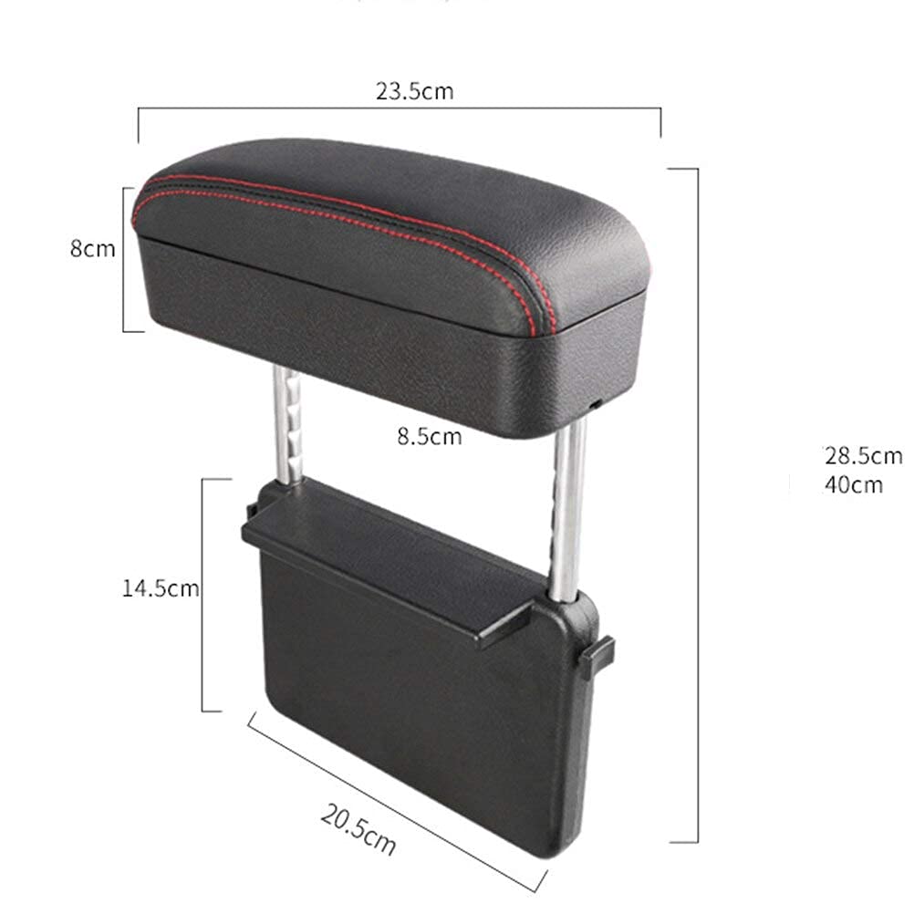 Car Armrest Box Adjustable Pad Refit Car Central Lift Armres Storage Organizer Box Arm Rest (Black red line)