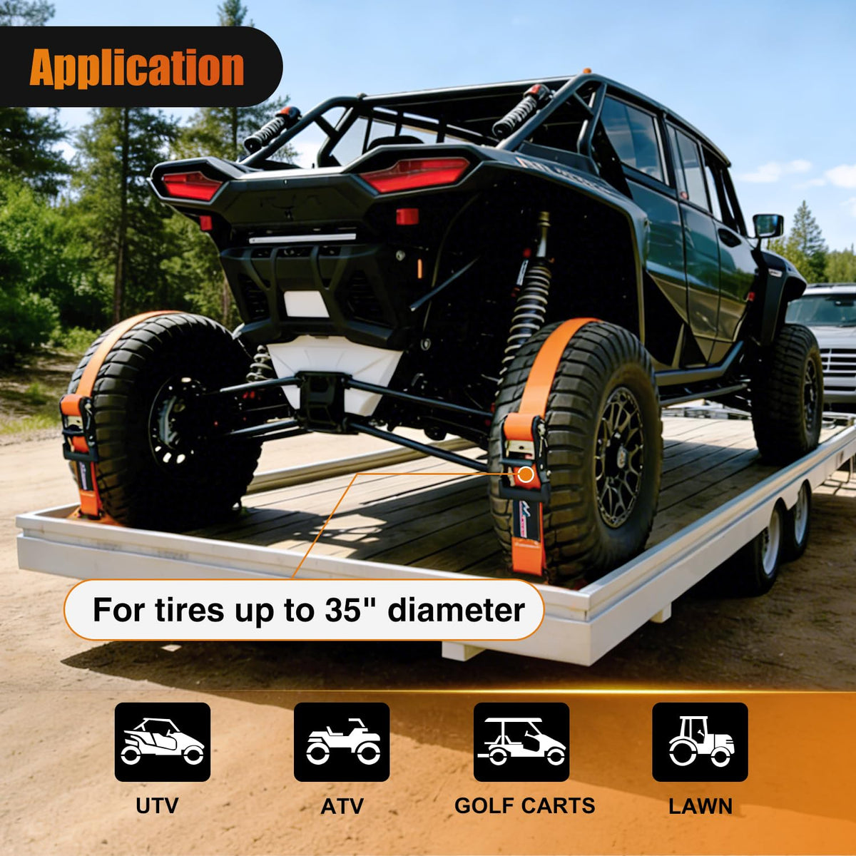 Wheel Chock Tie Down Kit with 2Pcs E Track Ratchet Straps (2Pcs E-Track Ratchet Straps + 4Pcs Wheel Chock)