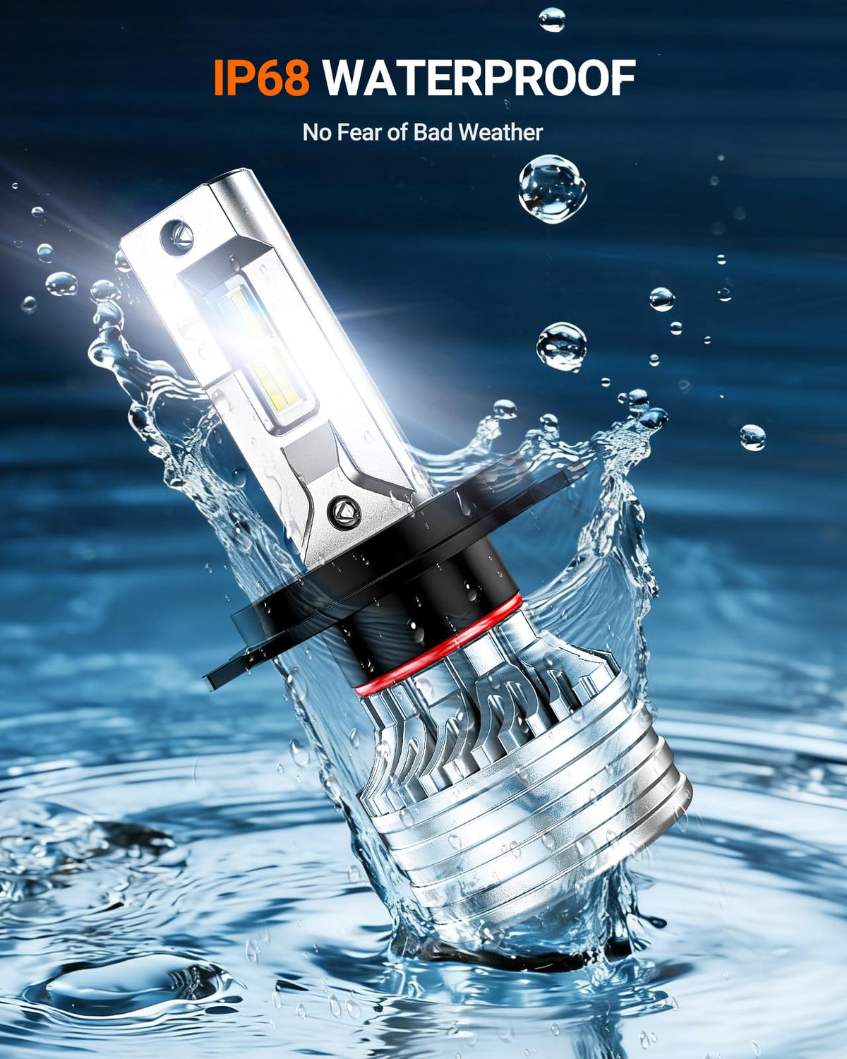 H4 Bulbs, 120,000LM 17X Brightness, 9003 HB2 H4 6500K Cool White 𝗟𝗘𝗗 Bulbs, IP68 Waterproof 80000Hrs Lifespan, No Flickering, 1 Mins Installation, Tail Light Assemblies, 2 Pack (White / H4)