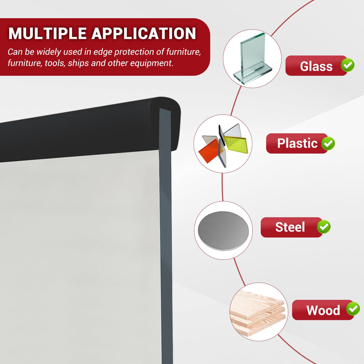 Rubber Edge Trim (Fit 3/16" - L20' / Black)