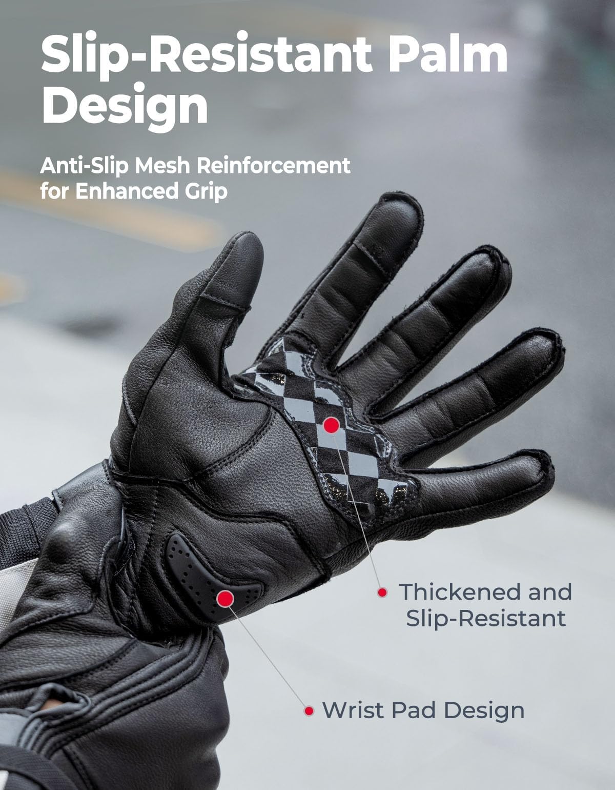 Motorcycle Gloves (Black / Large)
