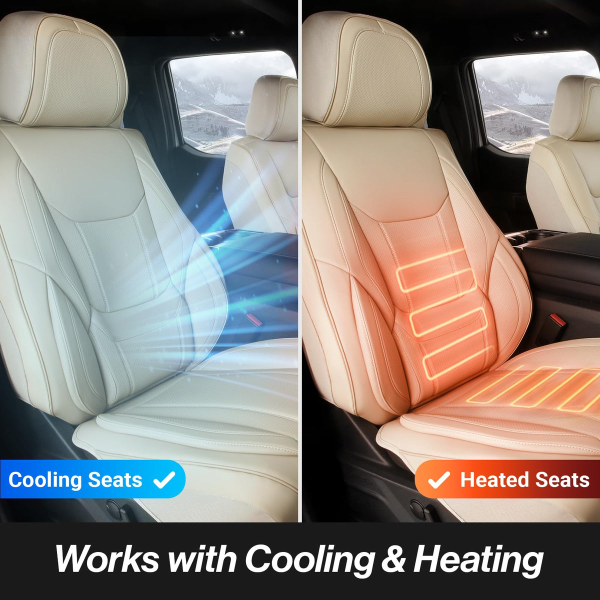 Premium Custom Fit Truck Car Seat Covers Full Set Seat Waterproof (X60 (See Vehicle Size Chart) / Full Set - Beige)