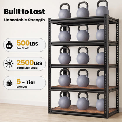 Storage Shelves With Thickened MDF Wood for House Pantry Organizer (R2-33.9"Wx15.4"Dx65.8"H,Black)