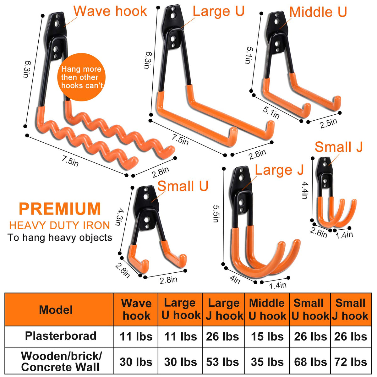24PCS Garage Hooks (Orange)