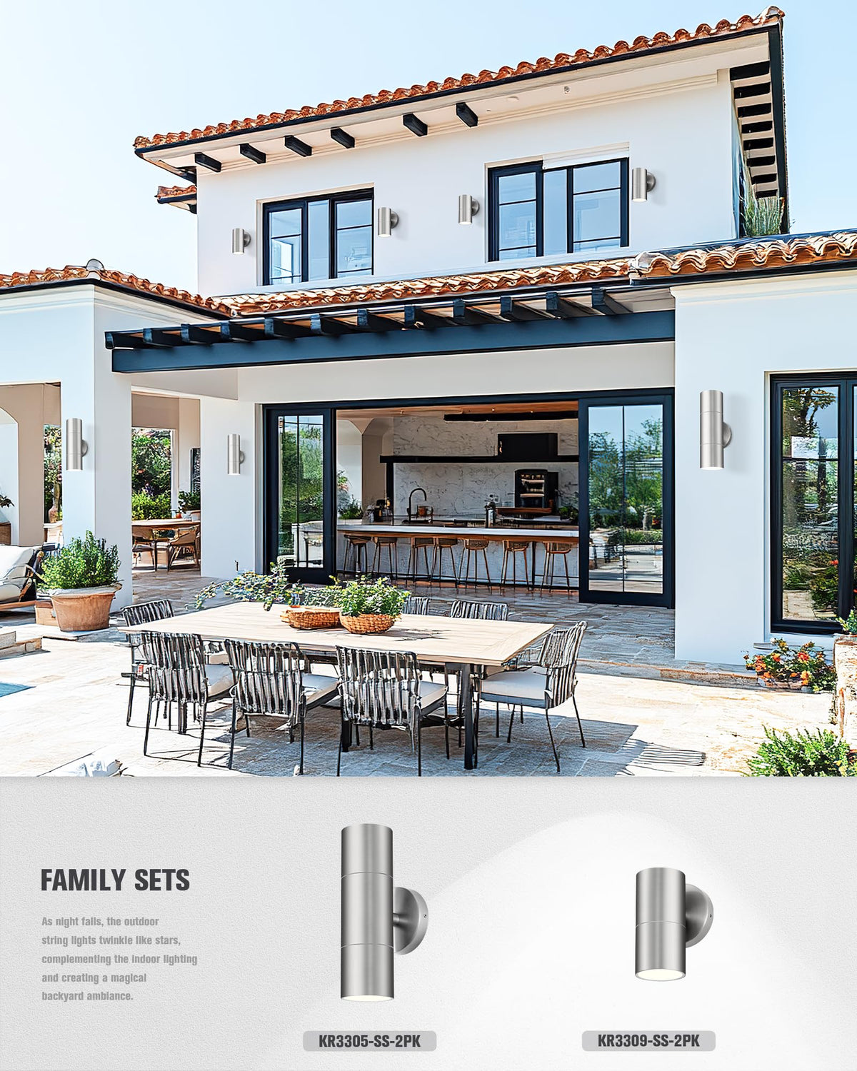 Stainless Steel Outdoor Wall Light (Stainless 2PK)