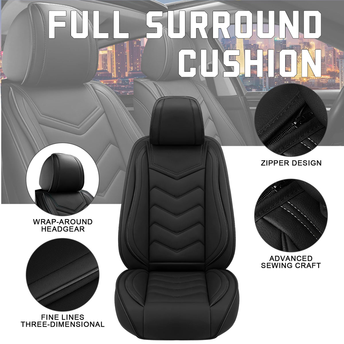 Car Seat Covers for Chrysler Pacifica 2004 (Pure Black / Full Set)