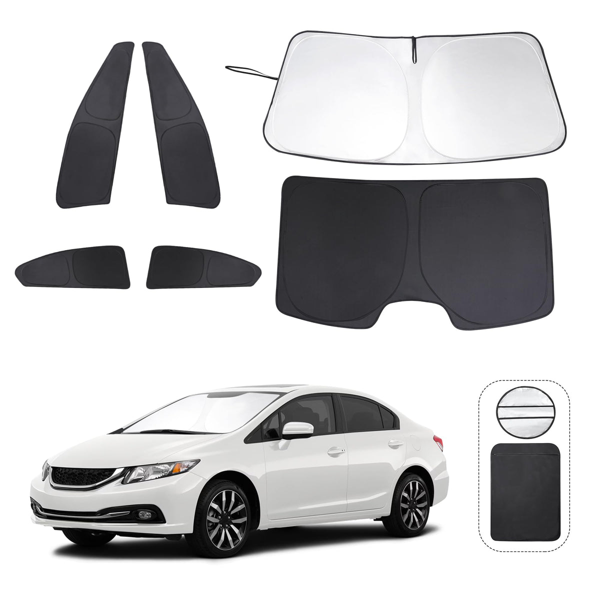 Window Shades for Honda Civic 2012 2013 2014 2015 6PCS Accessories Car Side Full Windows Windshield Sun Shade Sun UV Rays & Privacy Protection for Camping