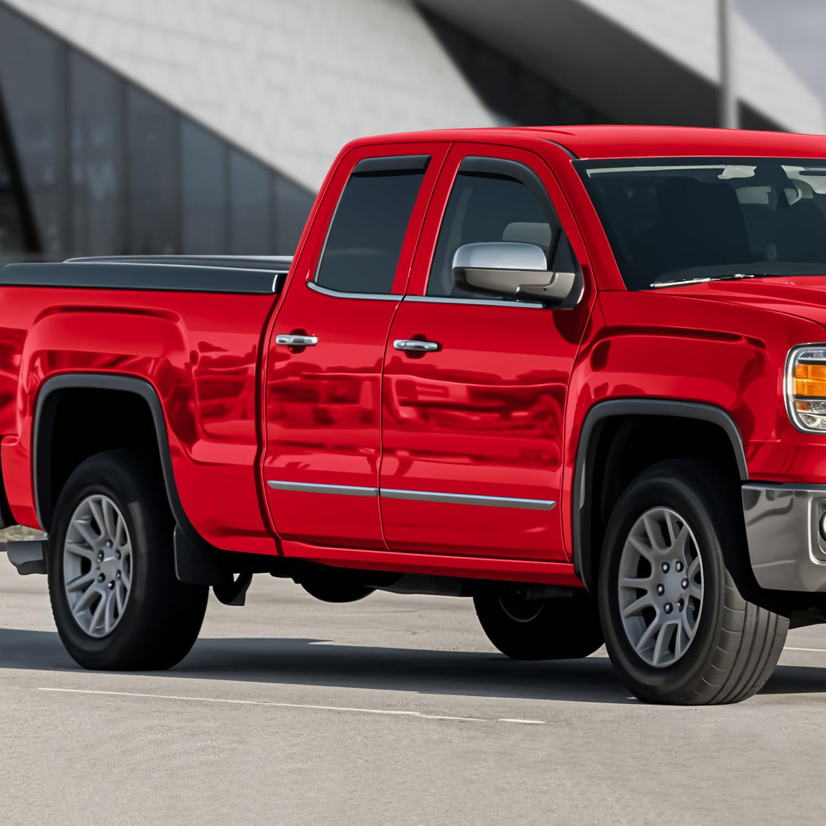 in Channel Extra Durable Rain Guards for Trucks GMC Sierra 2014 (BLACK)