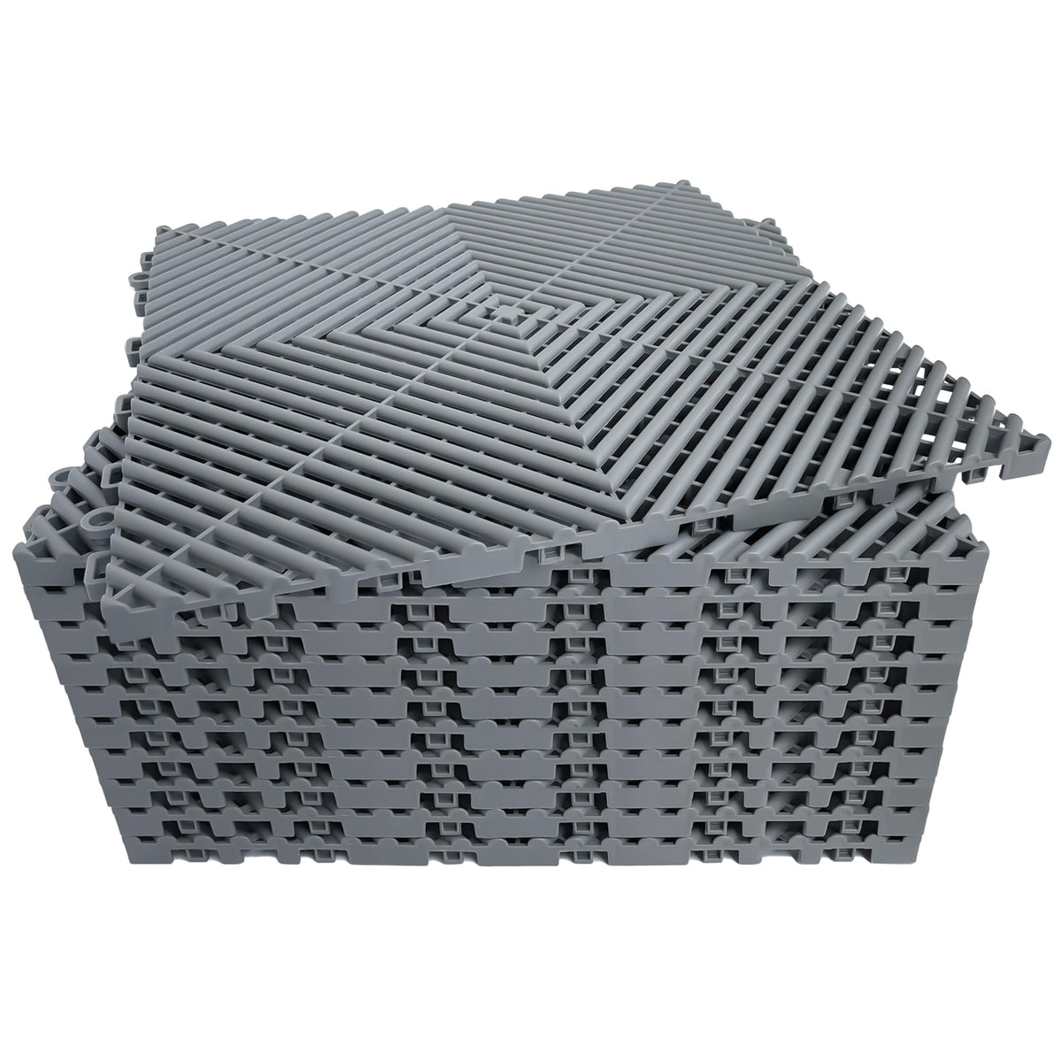 Interlocking Garage Floor Tiles (Grey / 16"L x 16"W x 0.71"Th)