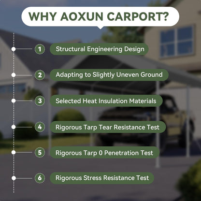 10x20 FT Carport (Gray / 10x20ft)