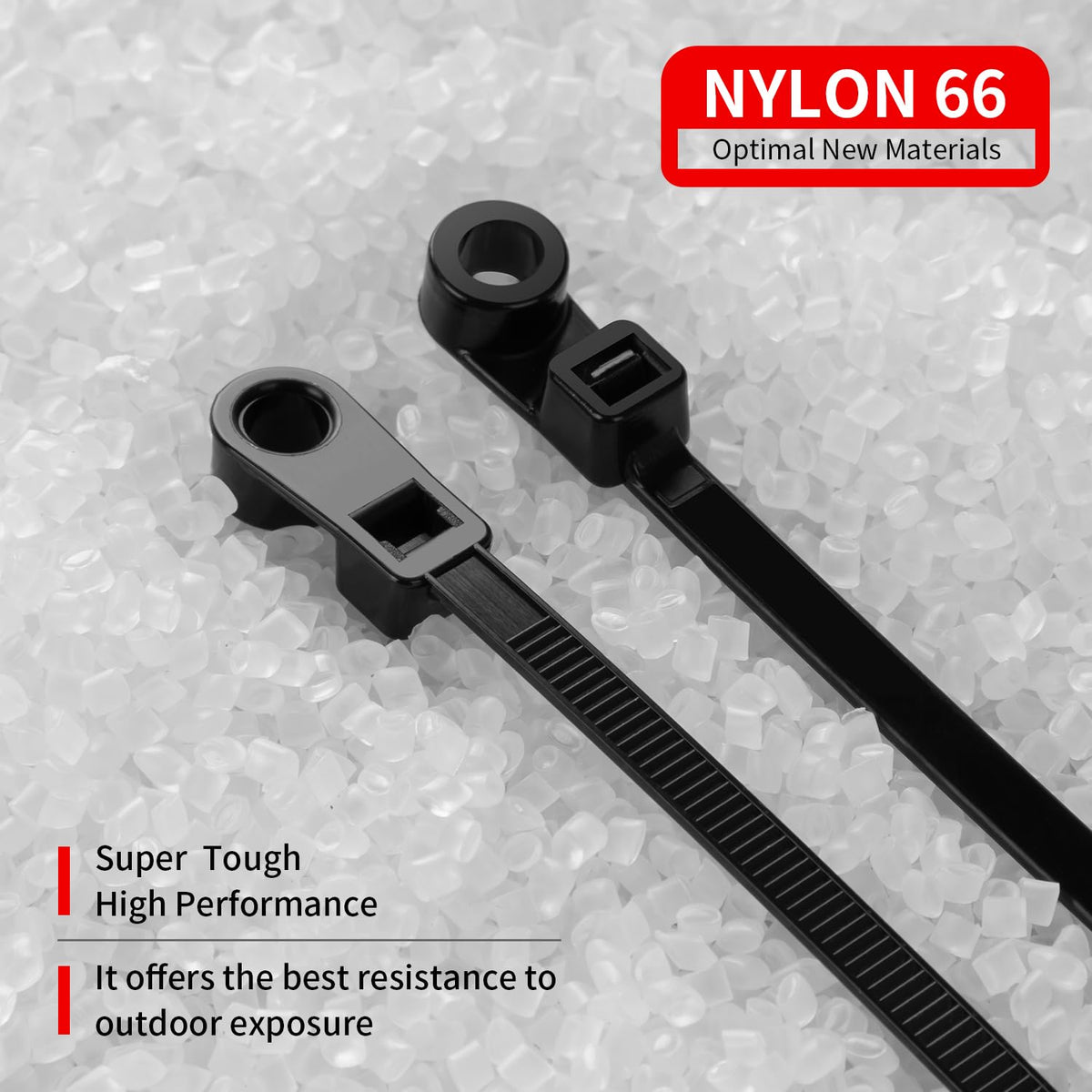 1000 PCS 10 inch Black Zip Ties with Screw Hole 70lbs Mountable head Cable Ties Straps Multipurpose Heavy Duty Nylon Cable Zip Ties with Screw Mounting Hole (Black / 10 Inch)