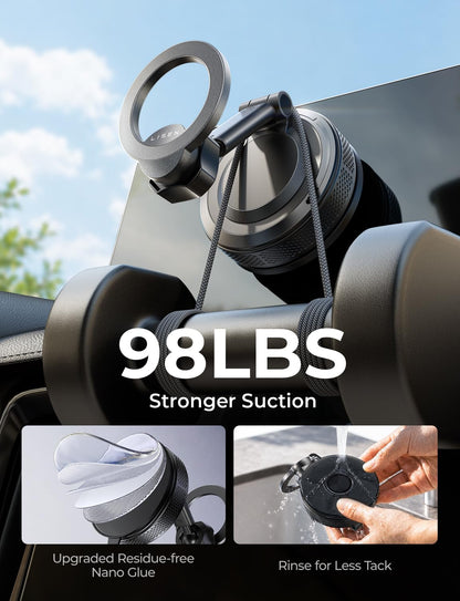 for iPhone 18 Pro Max Car Mount Holder Magnets Magnetic for MagSafe Car Mount Vent Dashboard Magnet Cell Phone Holder Mounts Car Accessories fit iPhone 18 Pro Max 17 16 15 14 13 12 (Sleek Black Suction)