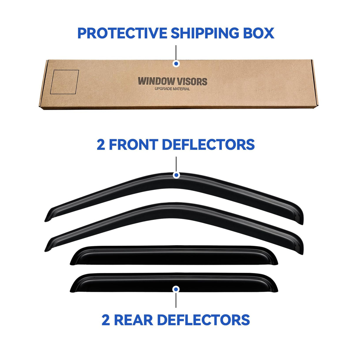 Window Visors Rain Guards for 2000 2001 2002 2003 2004 2005 Ford Excursion (2000-2005 Ford Excursion)