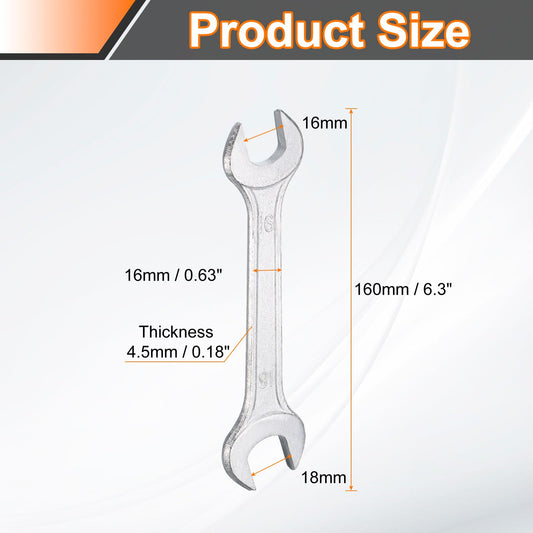 16x18mm Double Open End Wrench 15° Offset Angle Wrenches (16mm x 18mm)