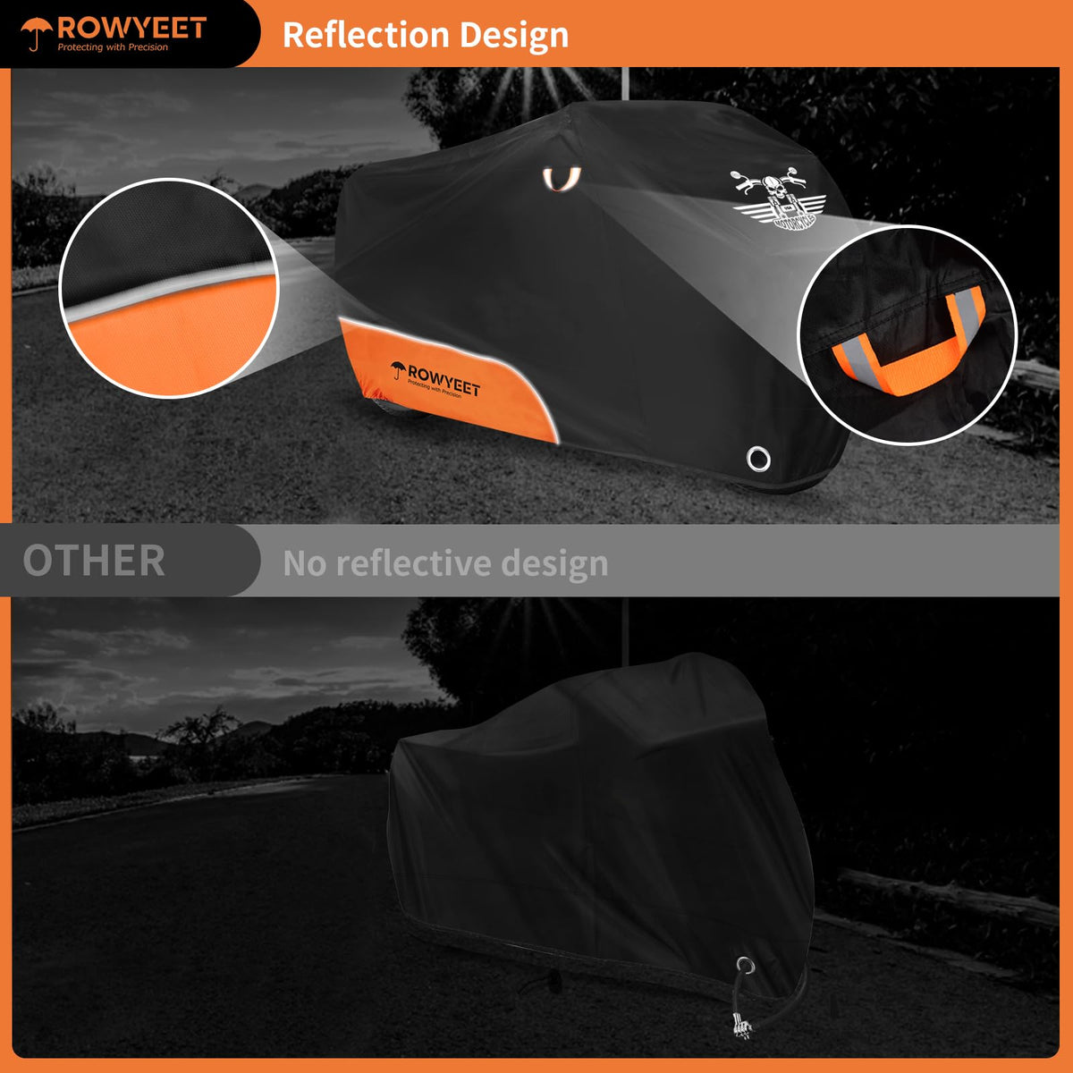 Motorcycle Cover Waterproof Outdoor Storage All Season Protection (Orange / 96.5")