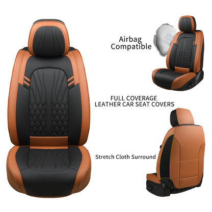 Leather Car Seat Covers (Brown&black/Full Set)