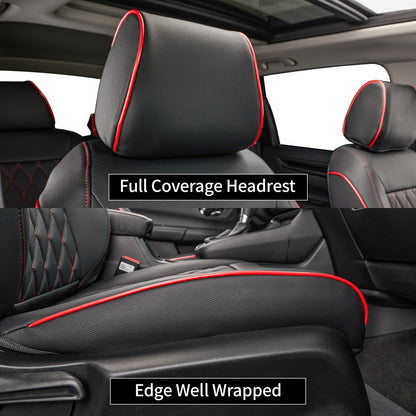 Custom Seat Covers for KIA Sportage 2023 (Black with Red Piping / 2023-2027 Sportage (No LX))