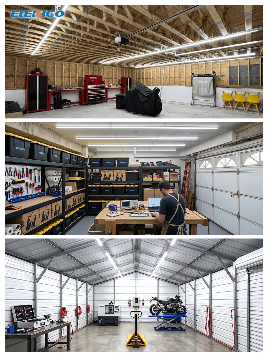 Super Bright 120W 5000K 20000LM Led Shop Lights 8FT Hanging&Surface Mount (8FT-120W-10PACK)