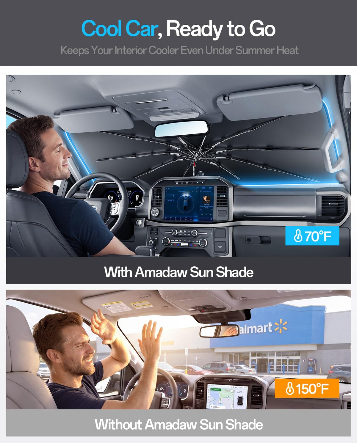 Windshield Sun Shade for GMC Terrain (GMC Terrain/Kia Seltos/Benz E300 2000-2026)