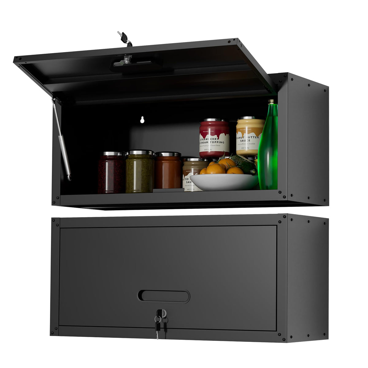Metal Wall Cabinet (Black / Upflip Door)
