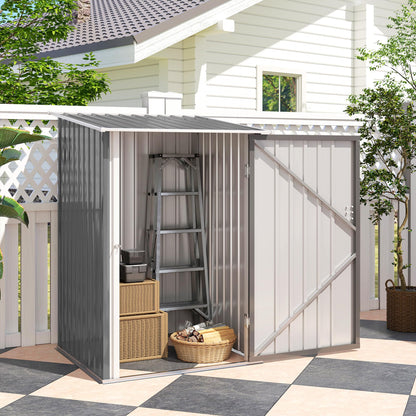 3.3' x 3.4' Outdoor Storage Shed Sloping Roof Lockable Door Gray (Gray)