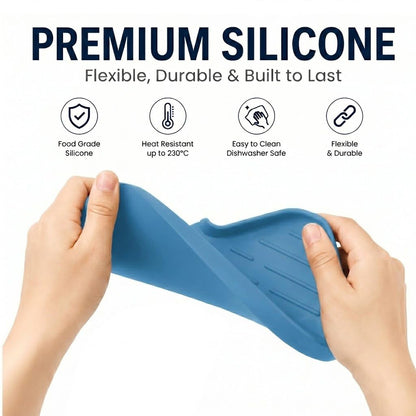 Silicone Soap Dish with Drain Spout (Lichen Blue / M(9.6"×5.3"))