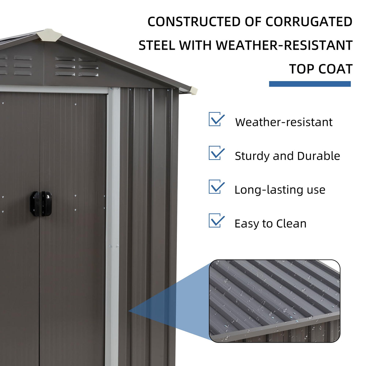 JY QAQA 5x3 FT Metal Outdoor Garden Storage Shed
