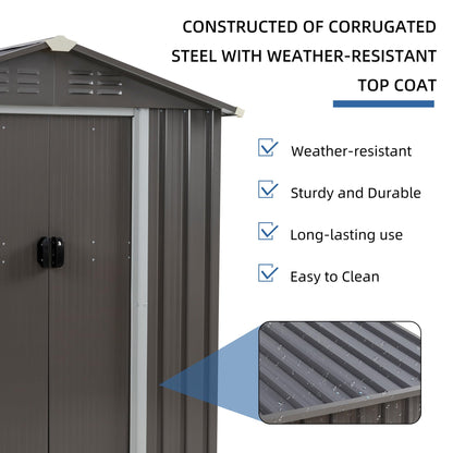 JY QAQA 5x3 FT Metal Outdoor Garden Storage Shed