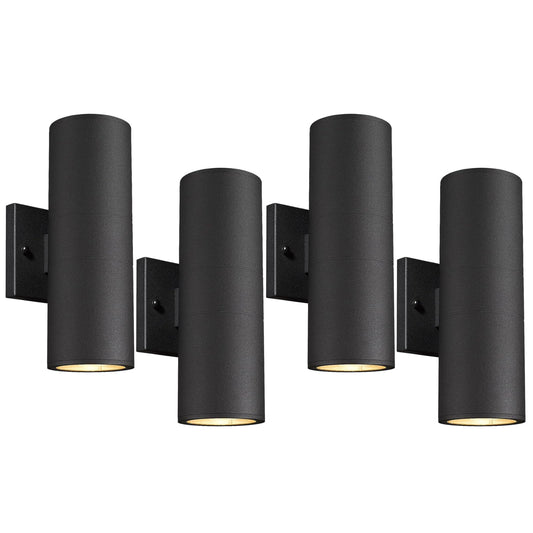 Cylinder Outdoor Wall Sconce Lights (Black 4PK)