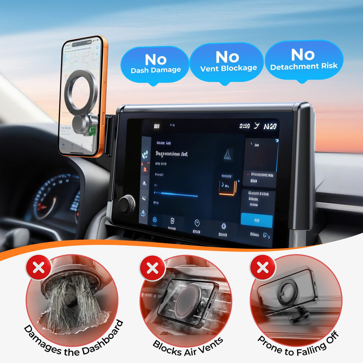 Car Phone Holder for Toyota RAV4 2026 with 12.9