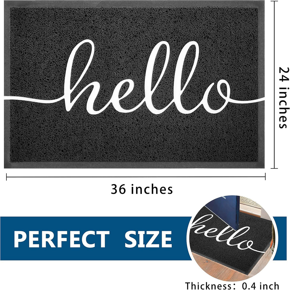 Door Mat Outside Inside Hello Doormat (Hello / 3' x 2')