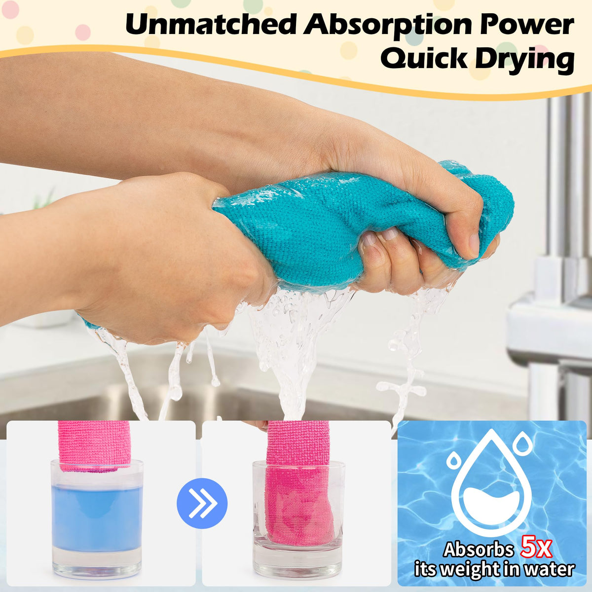 Microfiber Cleaning Cloth (5 Colors Assorted / 50pk)