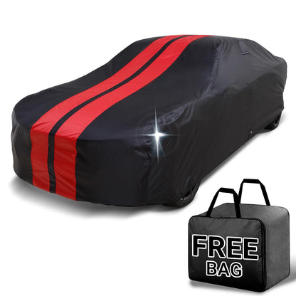 Car Waterproof Cover for 2024 (33. Mustang Grande 1973 / Black / Red (Stripe))