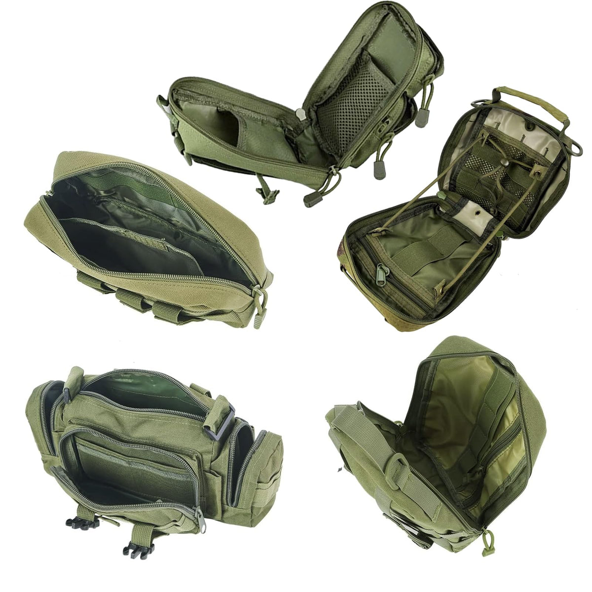 Universal Tactical Seat Back Organizer Vehicle Molle Panel Organizer Storage Bag with 5 Detachable Molle Pouch for All Vehicel Such as Jeep (Upgraded-B-Military Green)