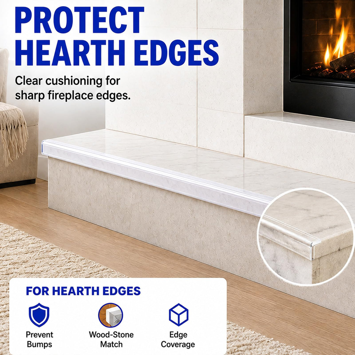 Clear Edge Protector for Baby Proofing (9.84ft(3m) / 2 Roll,1.18 x 9.84FT)