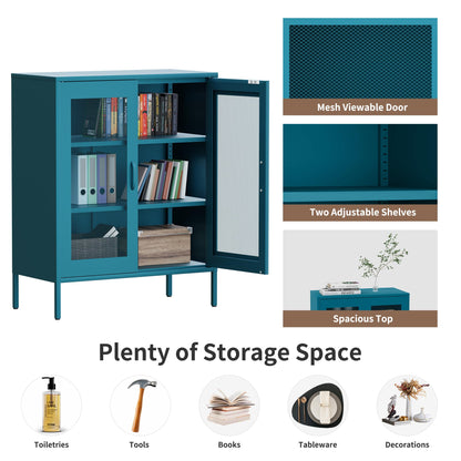 Metal Storage Cabinet with Mesh Doors (Blue / 40''H)