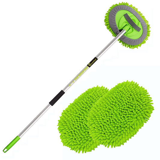 62" Car Wash Brush Mop Kit with Long Handle (Green)