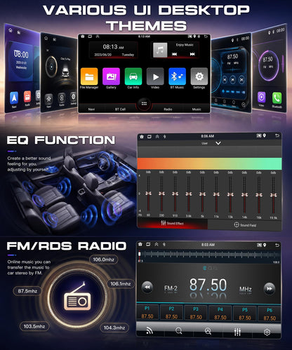 10.4 inch Single Din Radio Wireless Carplay Android Auto Car Stereo 2G 64G
