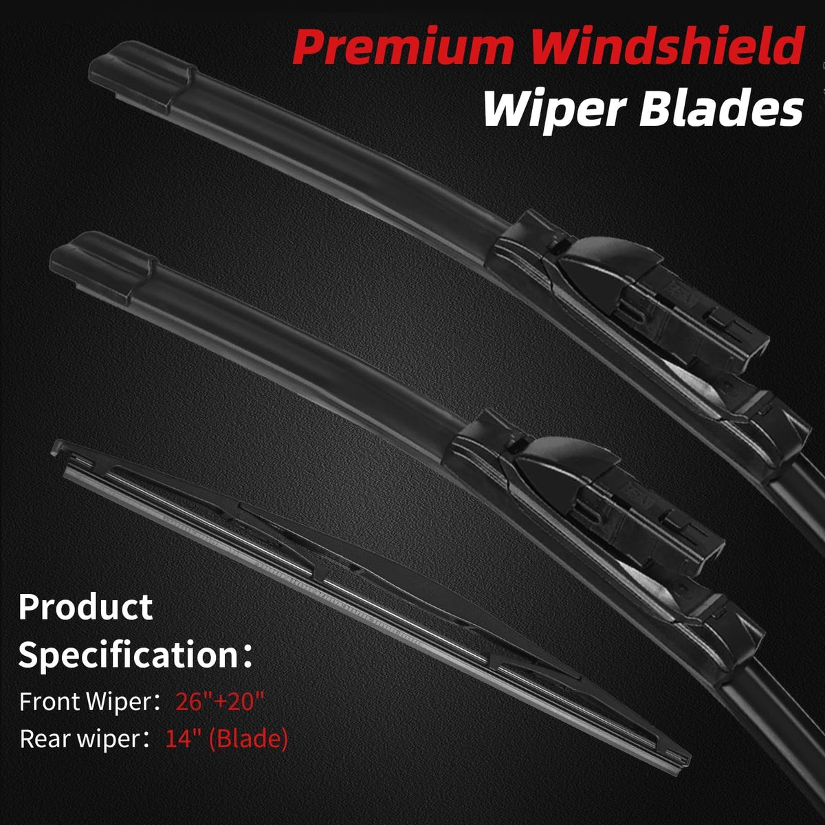 Windshield Wiper Blades for Subaru Ascent 2019 (26"+20"+14"(Lock))