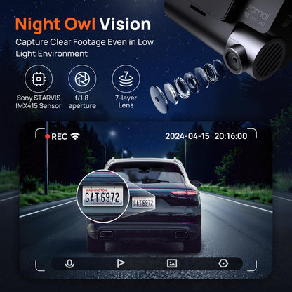 4K Dash Cam Front and Rear with STARVIS